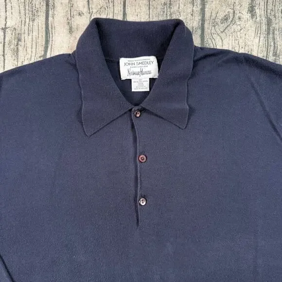 VINTAGE John Smedley Sweater Men's M Navy Blue Neiman Marcus 80s